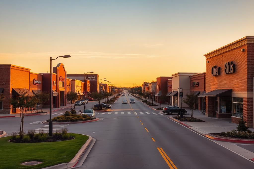 Suburban commercial boulevard in a growing Oklahoma city