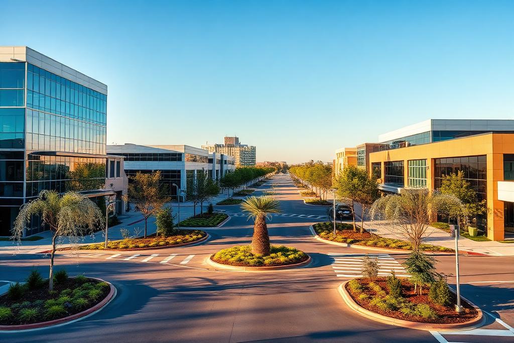Upscale suburban business district in north central Oklahoma