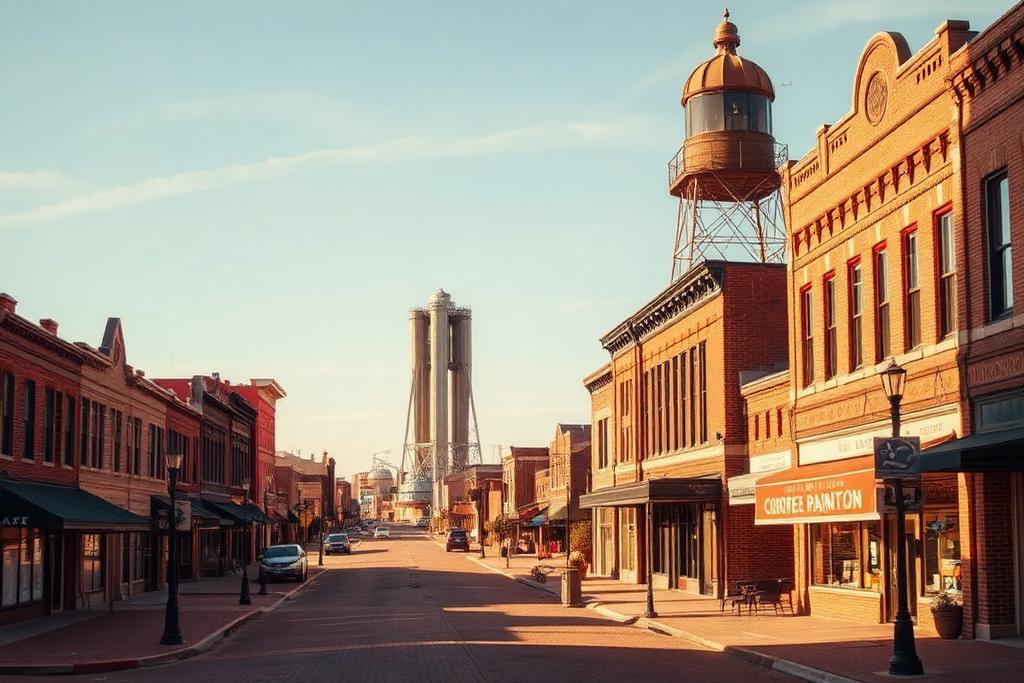 Historic downtown buildings and grain elevators in northwestern Oklahoma