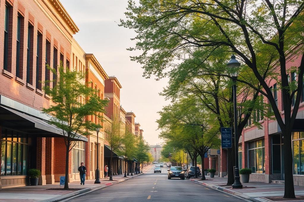 Historic main street architecture in a central Oklahoma college town