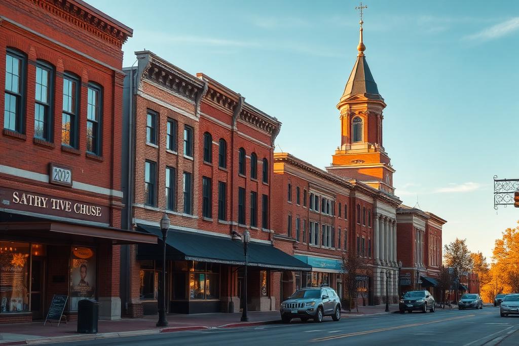 Historic downtown courthouse district in central Oklahoma